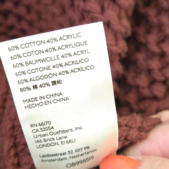 Free People My Only Sunshine Cowl Neck Sweater Chunky Knit Maroon Size M - Picture 9 of 9
